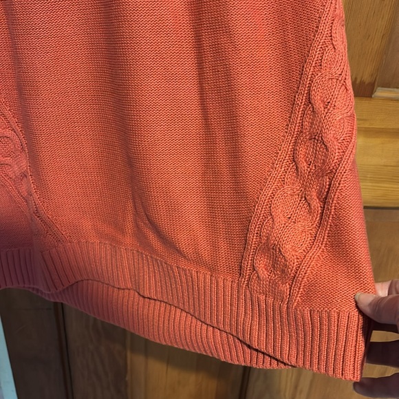 NWT L.L. Bean Double L V-Neck Tunic some cable design Sweater M Reg Mineral Red - Picture 6 of 14